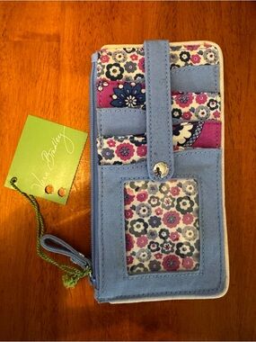 Vera Bradley Boysenberry Blue Zip Card Keeper Wristlet